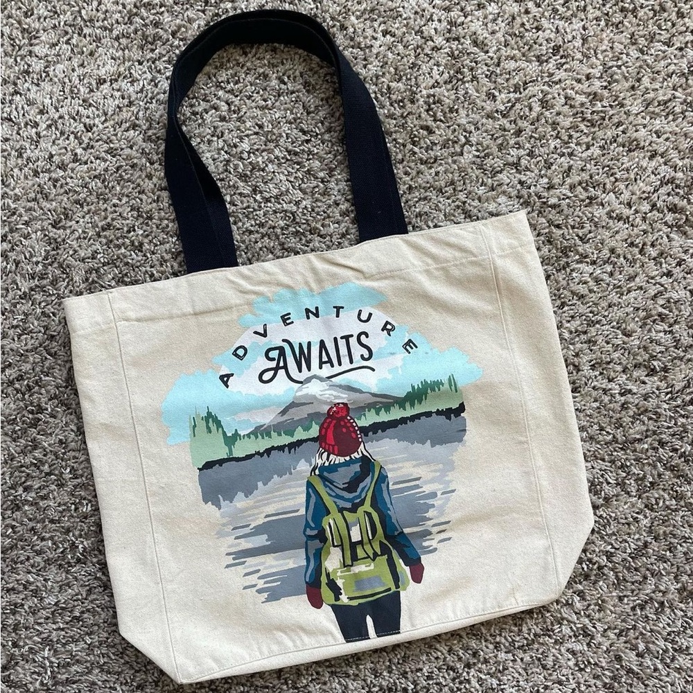 “Adventure Awaits” Canvas Tote Bag